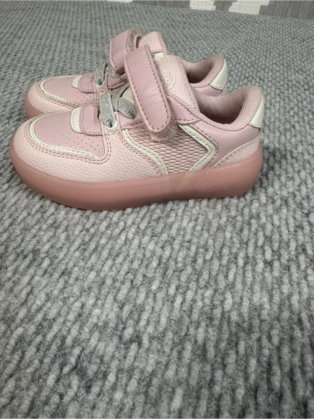 Micheal Kors Jem Rumi Hook -Loop Sneakers Toddler Sz 6 Pink